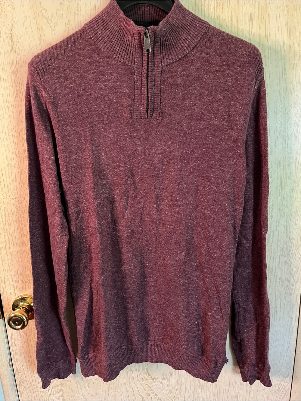 FatFace Men’s Quarter-Zip Pullover Sweater Burgundy/Claret Marl Knit Sz Small